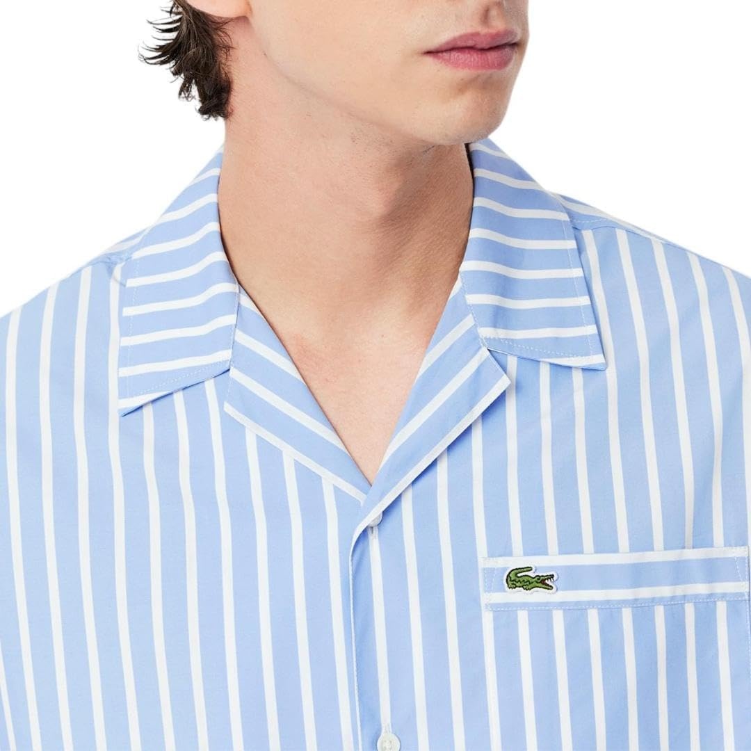 image:imageLacoste Mens Relaxed Fit Striped Short Sleeved ShirtOverview White
