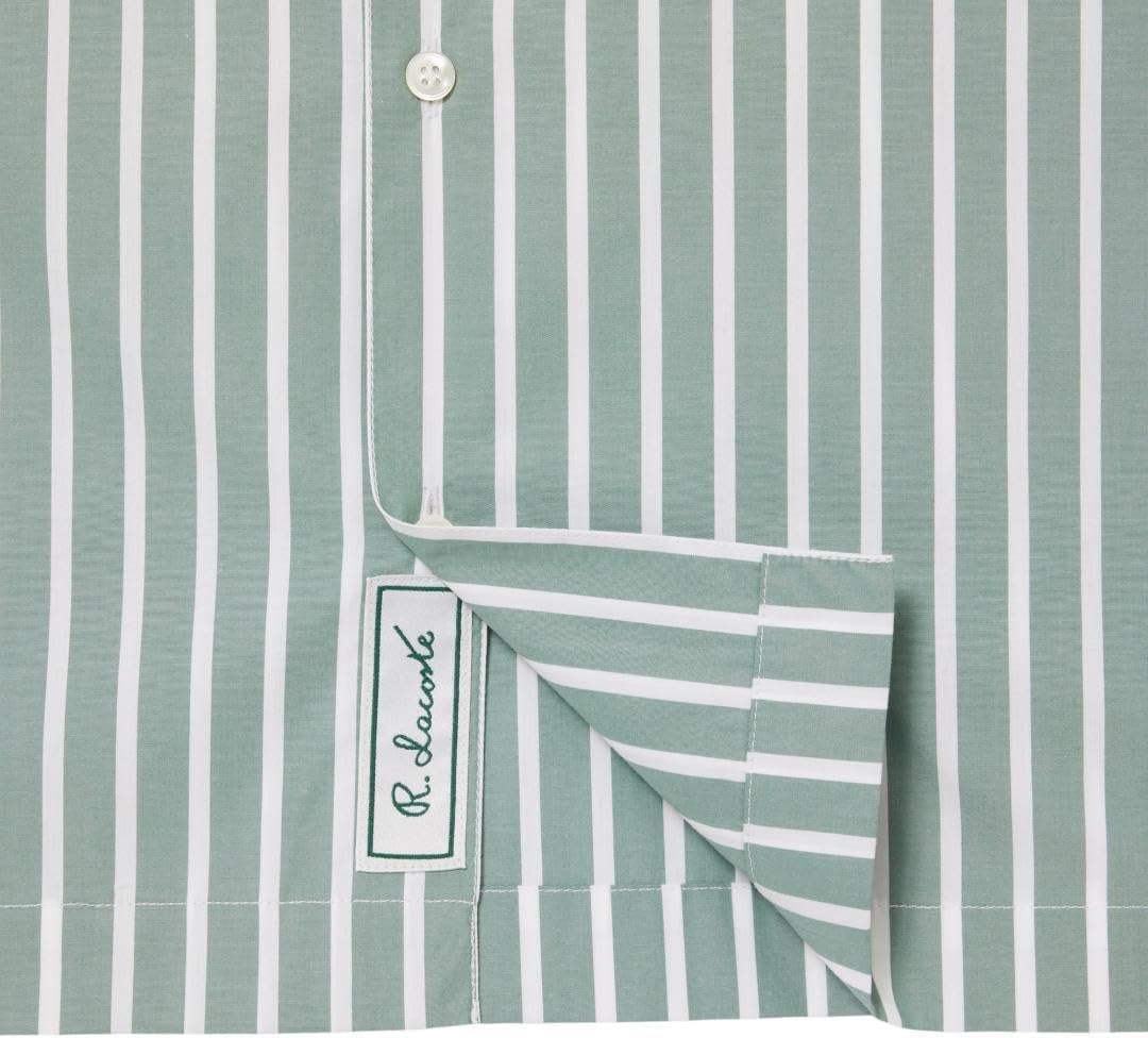 image:imageLacoste Mens Relaxed Fit Striped Short Sleeved ShirtSpruce White