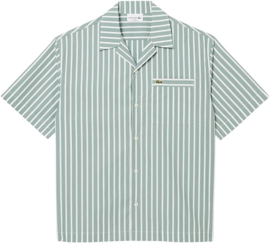 image:imageLacoste Mens Relaxed Fit Striped Short Sleeved ShirtSpruce White
