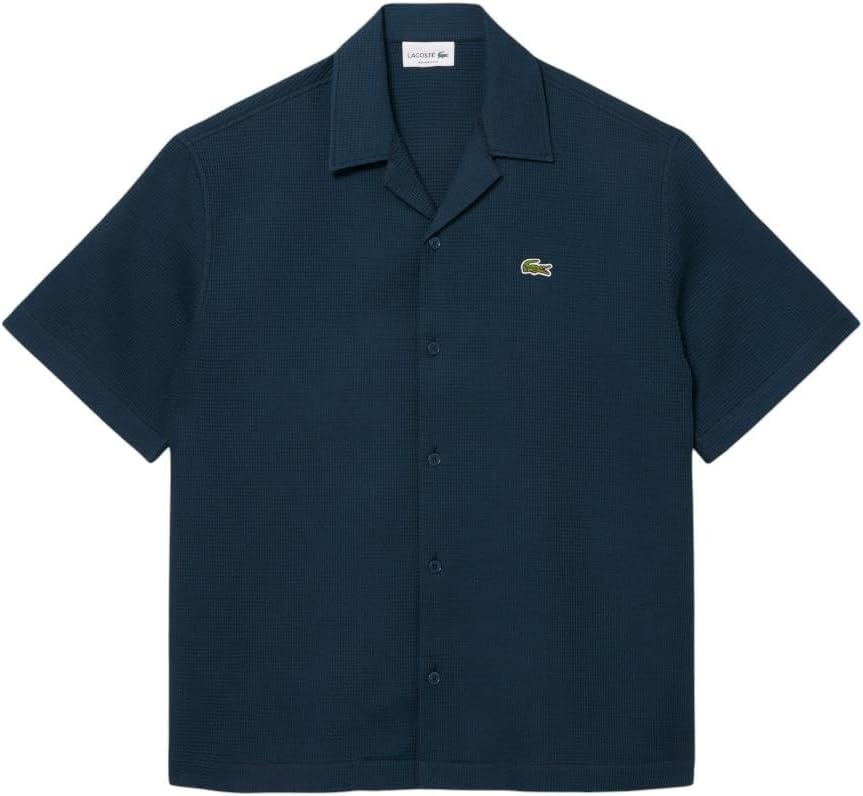 image:imageLacoste Mens Relaxed Fit Waffle Texture ShirtLight Brown
