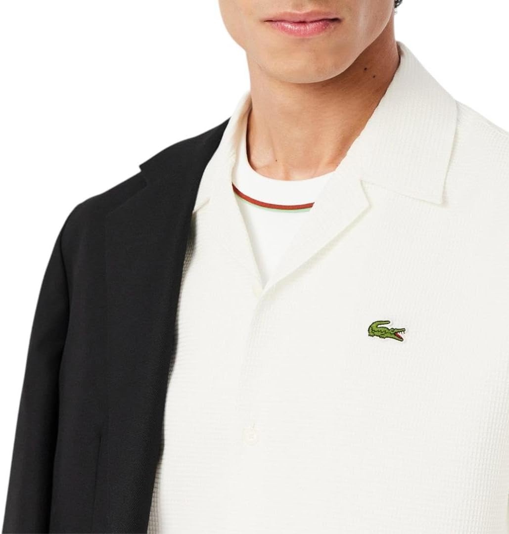 image:imageLacoste Mens Relaxed Fit Waffle Texture ShirtWhite