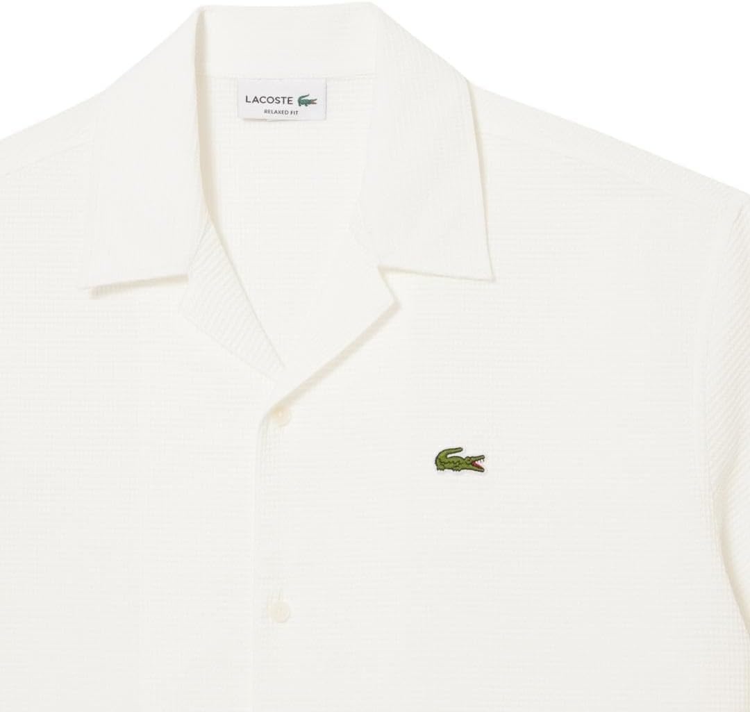 image:imageLacoste Mens Relaxed Fit Waffle Texture ShirtWhite