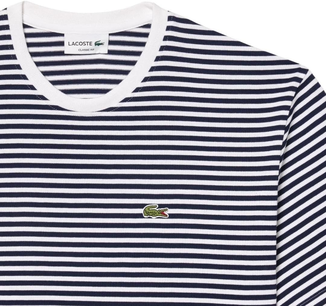 image:imageLacoste Mens Short Sleeve Classic Fit Crew Neck Tee ShirtWhiteNavy Blue