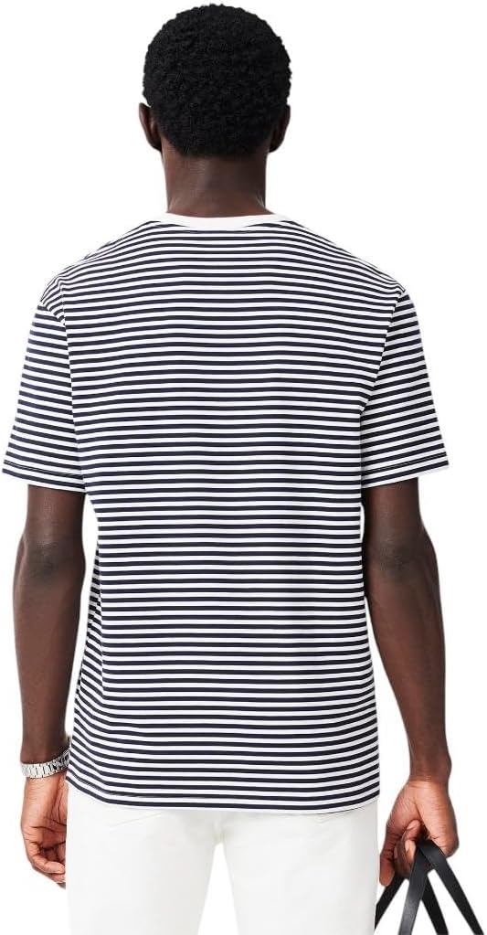 image:imageLacoste Mens Short Sleeve Classic Fit Crew Neck Tee ShirtWhiteNavy Blue