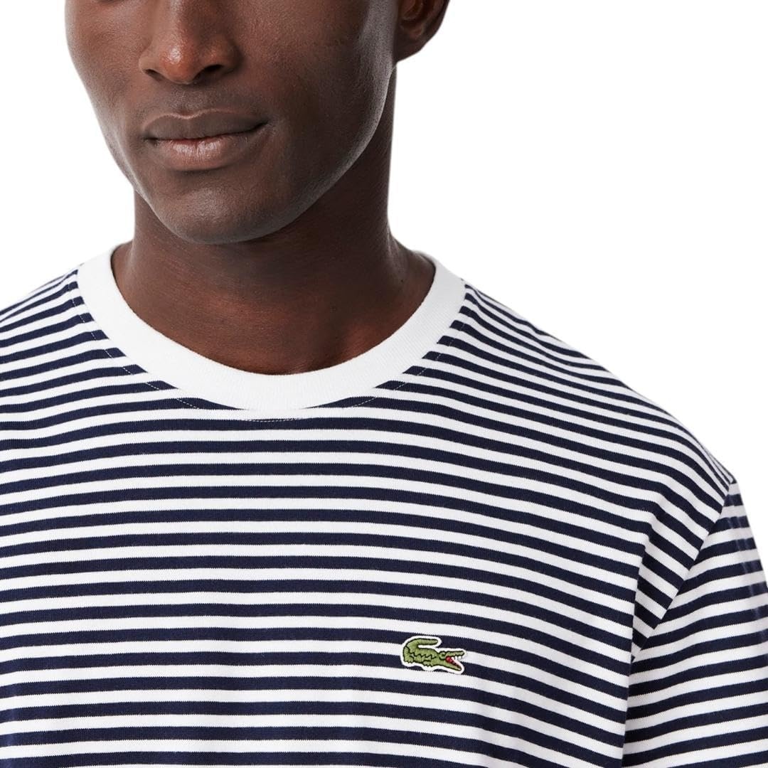 image:imageLacoste Mens Short Sleeve Classic Fit Crew Neck Tee ShirtWhiteNavy Blue