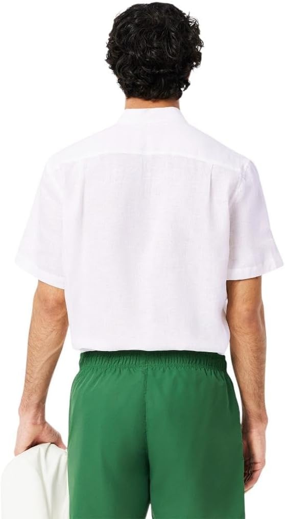 image:imageLacoste Mens Short Sleeve Linen ShirtWhite