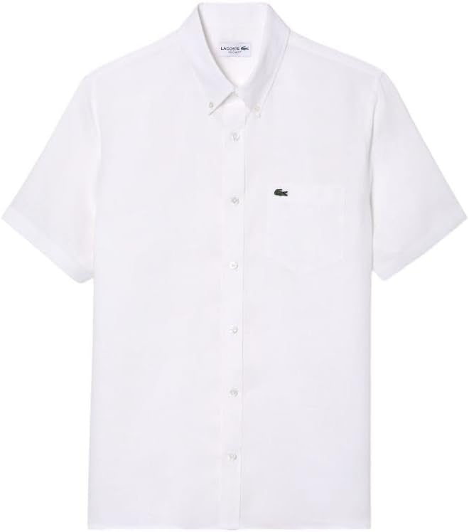 image:imageLacoste Mens Short Sleeve Linen ShirtWhite