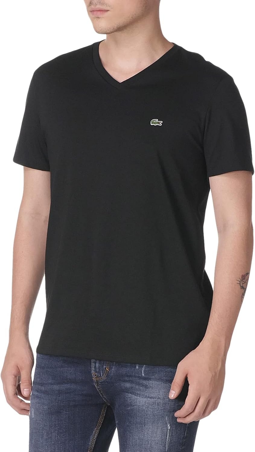image:imageLacoste Mens Short Sleeve VNeck Pima Cotton Jersey TShirtBlack