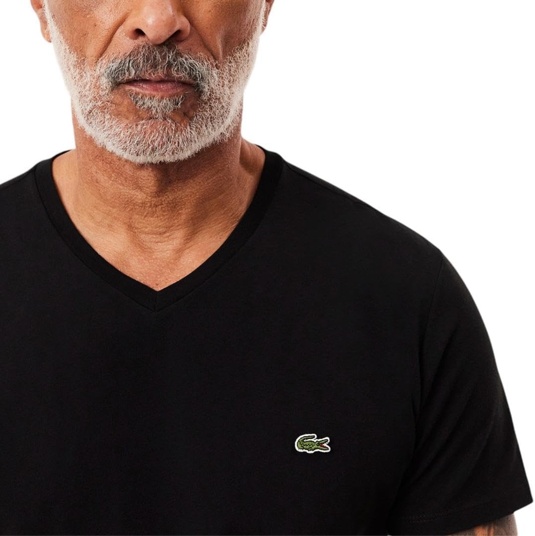 image:imageLacoste Mens Short Sleeve VNeck Pima Cotton Jersey TShirtBlack