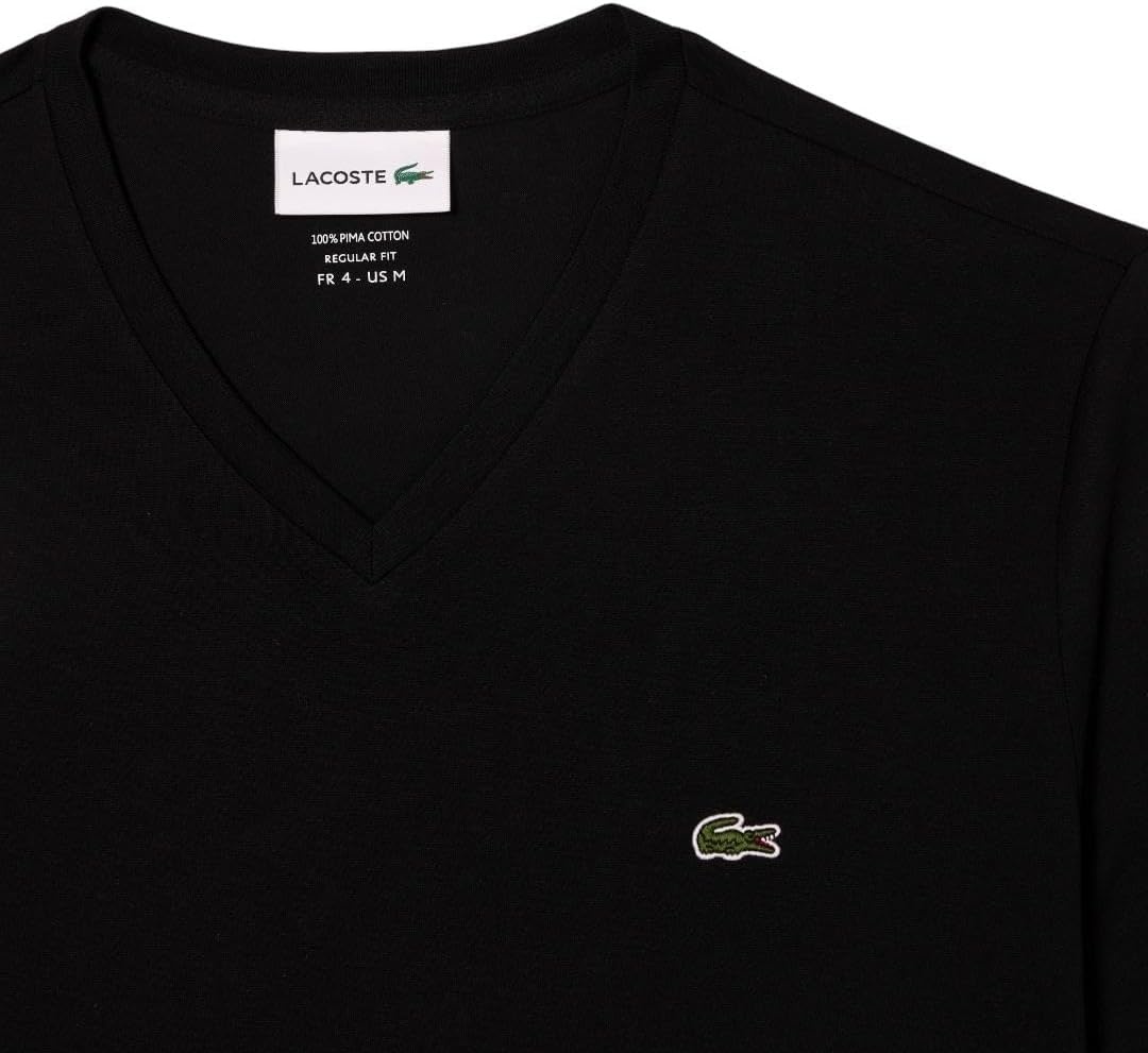 image:imageLacoste Mens Short Sleeve VNeck Pima Cotton Jersey TShirtBlack