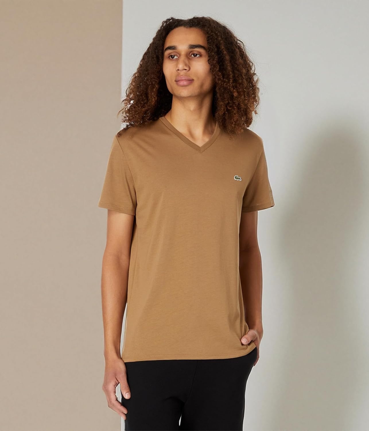 image:imageLacoste Mens Short Sleeve VNeck Pima Cotton Jersey TShirtCookie