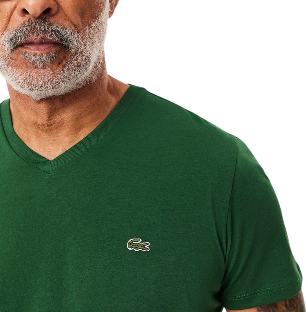 image:imageLacoste Mens Short Sleeve VNeck Pima Cotton Jersey TShirtGreen