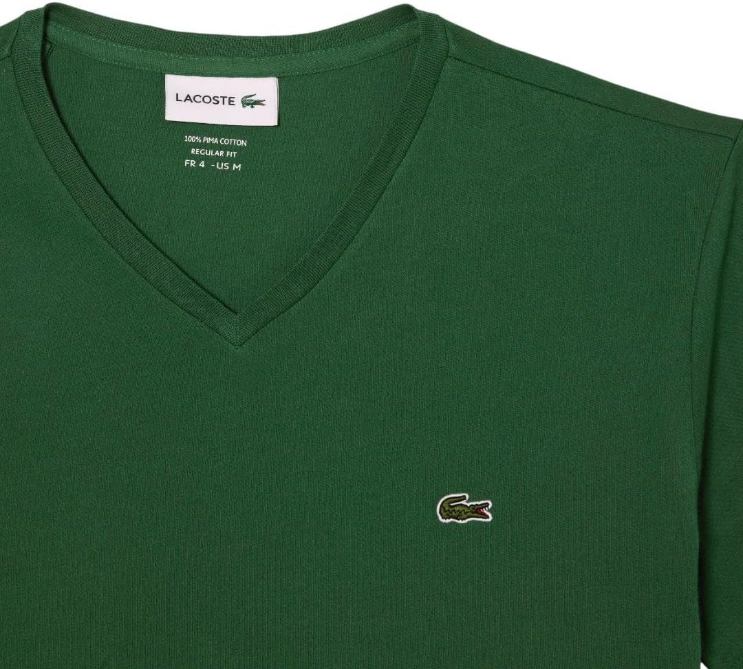 image:imageLacoste Mens Short Sleeve VNeck Pima Cotton Jersey TShirtGreen