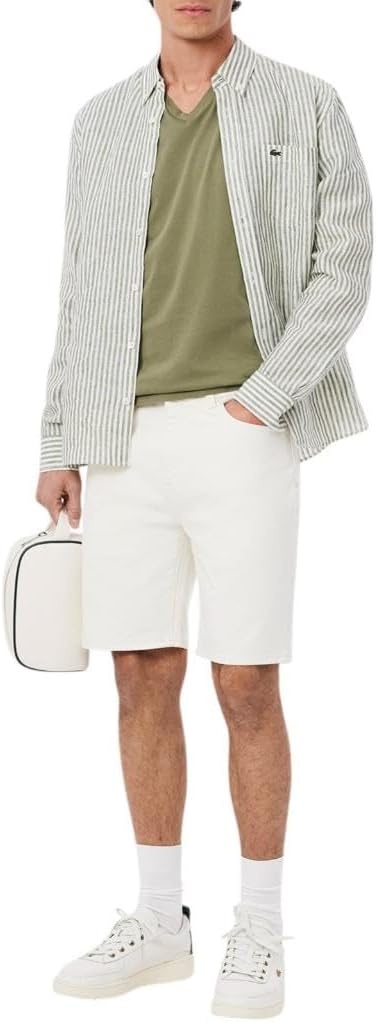 image:imageLacoste Mens Short Sleeve VNeck Pima Cotton Jersey TShirtKhaki
