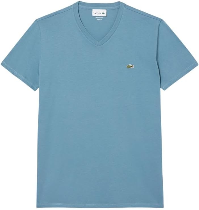 image:imageLacoste Mens Short Sleeve VNeck Pima Cotton Jersey TShirtLimestone