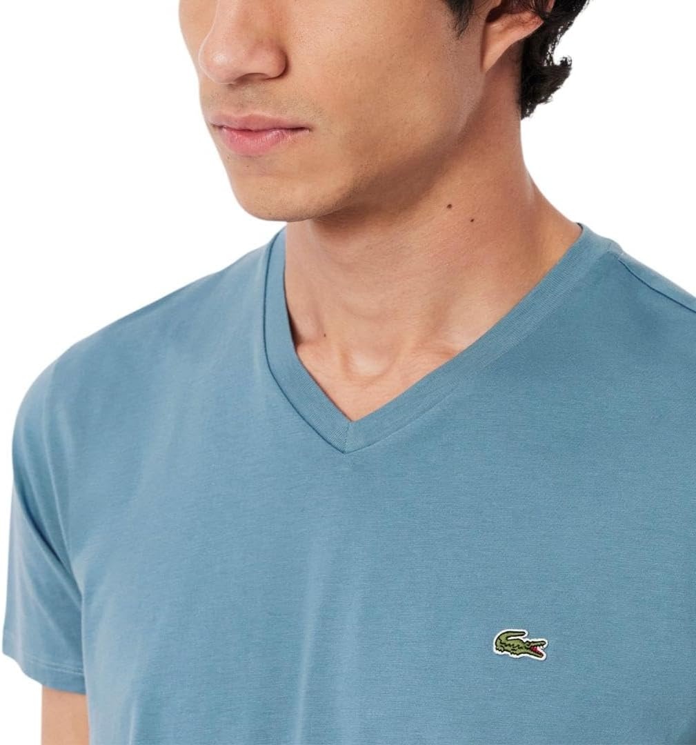 image:imageLacoste Mens Short Sleeve VNeck Pima Cotton Jersey TShirtLimestone