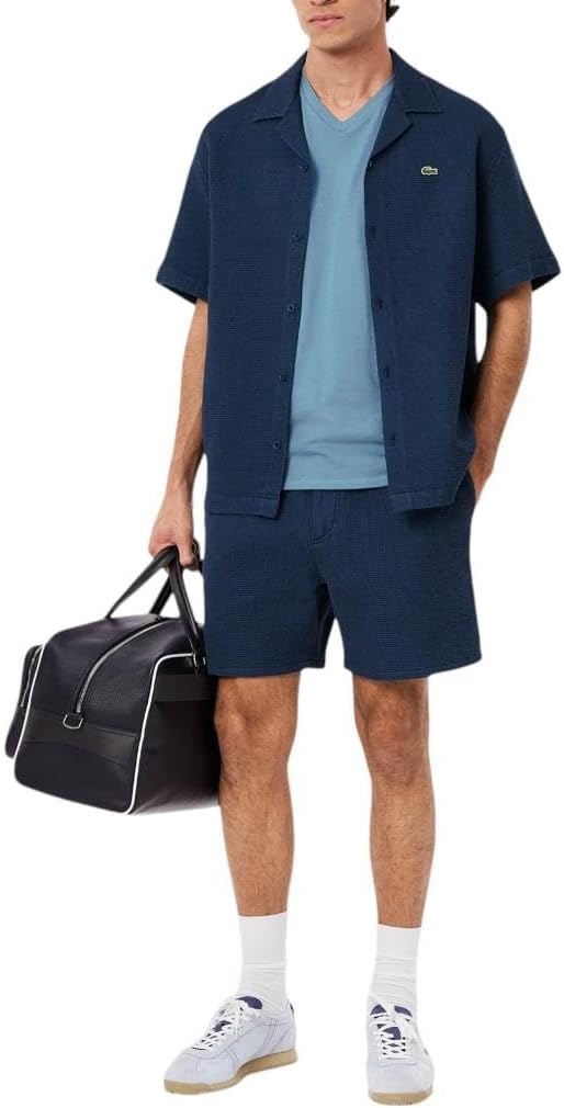 image:imageLacoste Mens Short Sleeve VNeck Pima Cotton Jersey TShirtLimestone