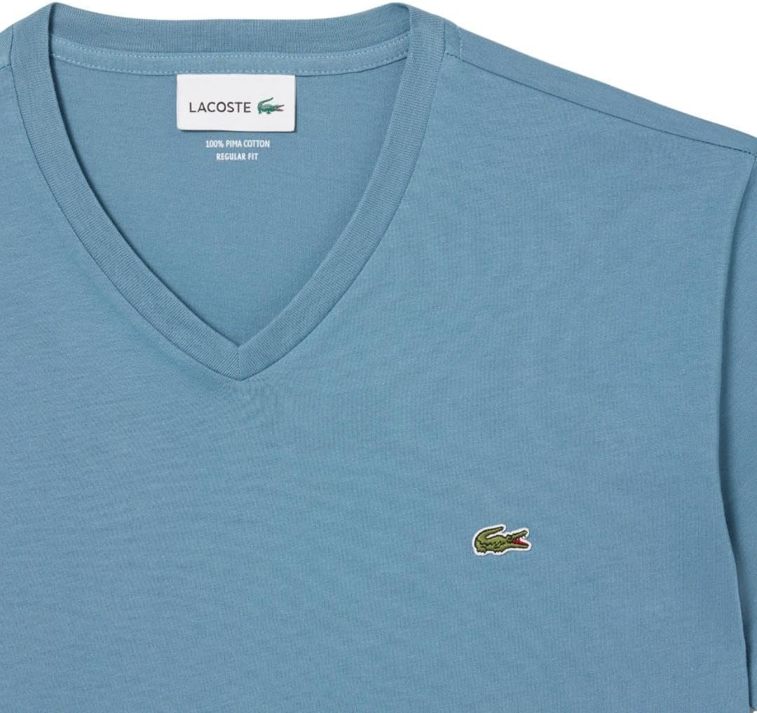 image:imageLacoste Mens Short Sleeve VNeck Pima Cotton Jersey TShirtLimestone