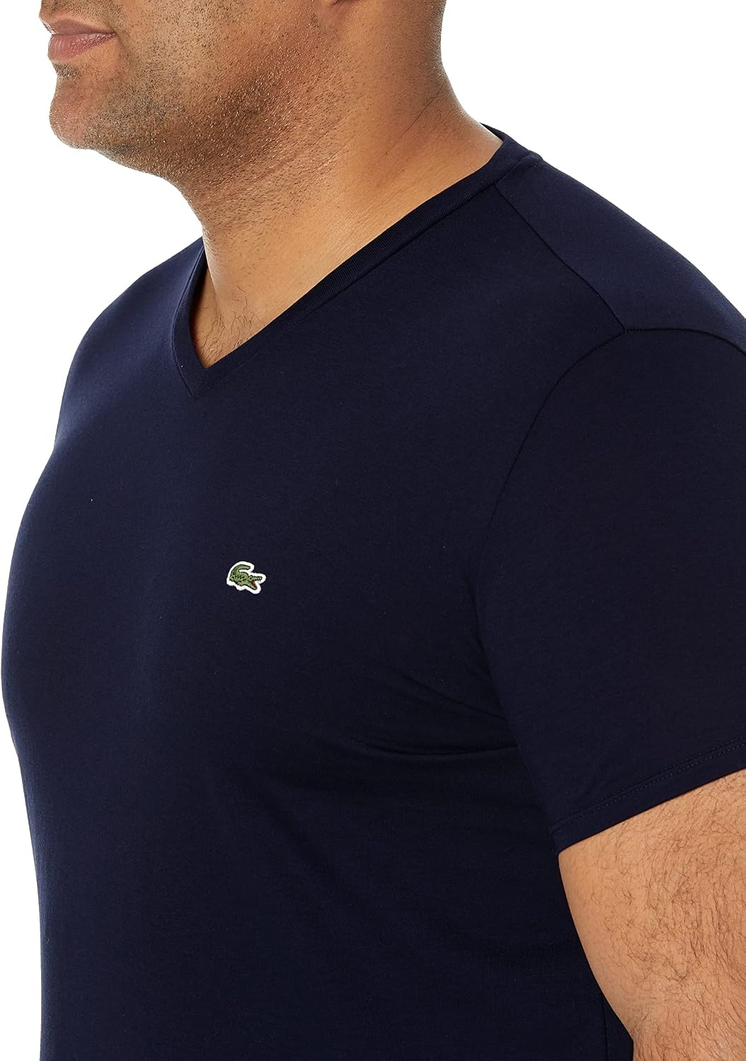 image:imageLacoste Mens Short Sleeve VNeck Pima Cotton Jersey TShirtNavy Blue