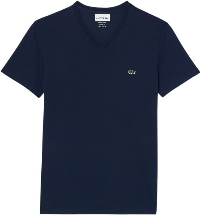 image:imageLacoste Mens Short Sleeve VNeck Pima Cotton Jersey TShirtNavy Blue