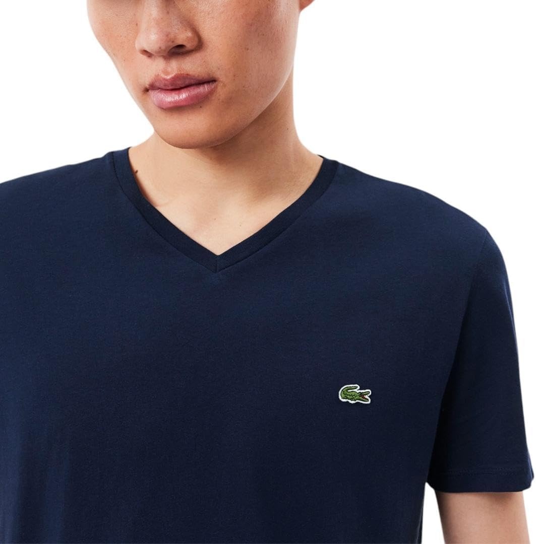 image:imageLacoste Mens Short Sleeve VNeck Pima Cotton Jersey TShirtNavy Blue