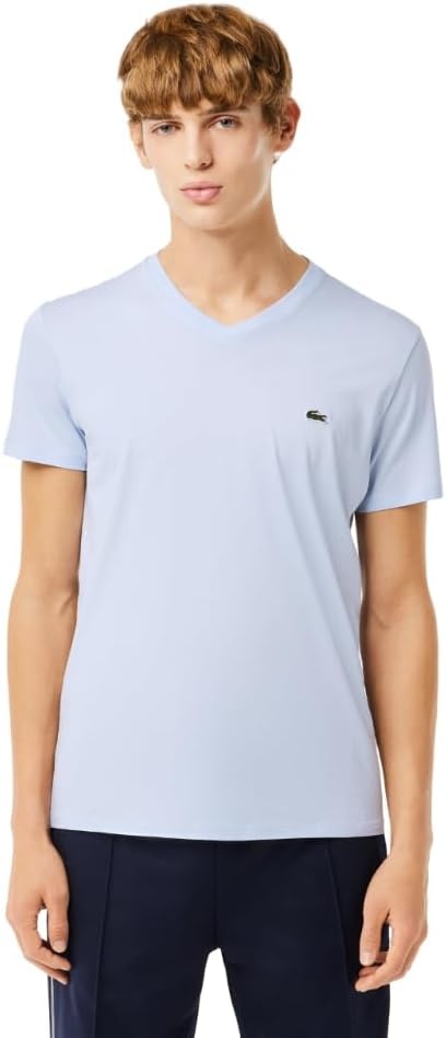 image:imageLacoste Mens Short Sleeve VNeck Pima Cotton Jersey TShirtPhoenix Blue