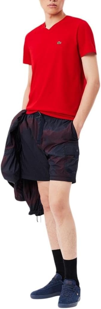 image:imageLacoste Mens Short Sleeve VNeck Pima Cotton Jersey TShirtRed