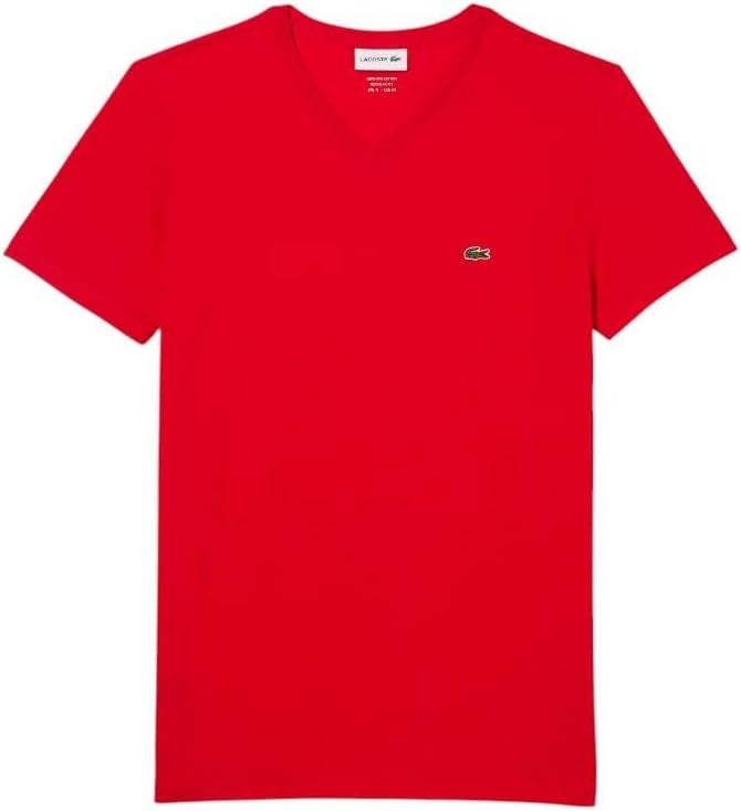 image:imageLacoste Mens Short Sleeve VNeck Pima Cotton Jersey TShirtRed