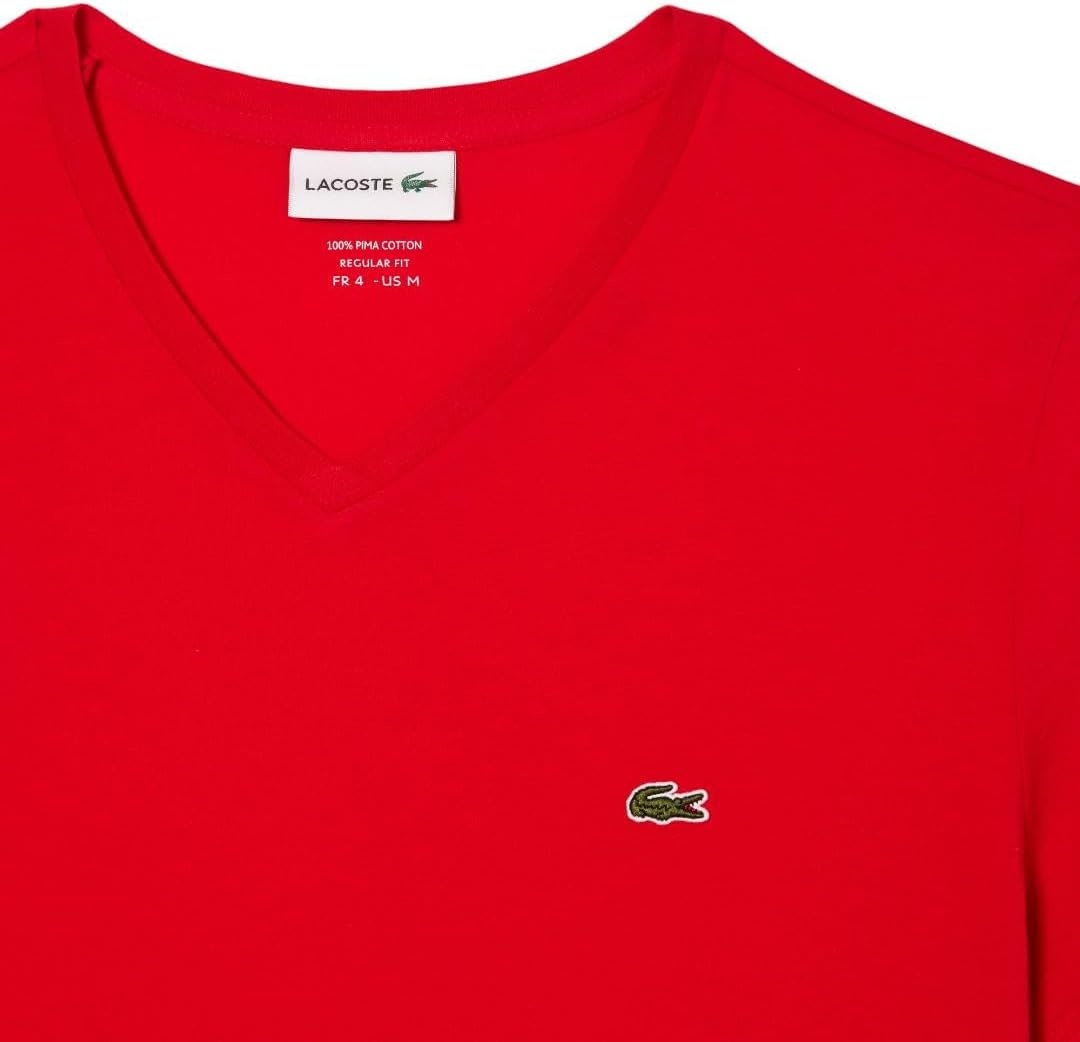 image:imageLacoste Mens Short Sleeve VNeck Pima Cotton Jersey TShirtRed