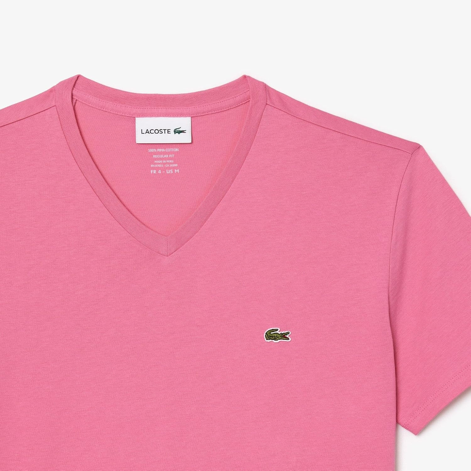 image:imageLacoste Mens Short Sleeve VNeck Pima Cotton Jersey TShirtReseda Pink