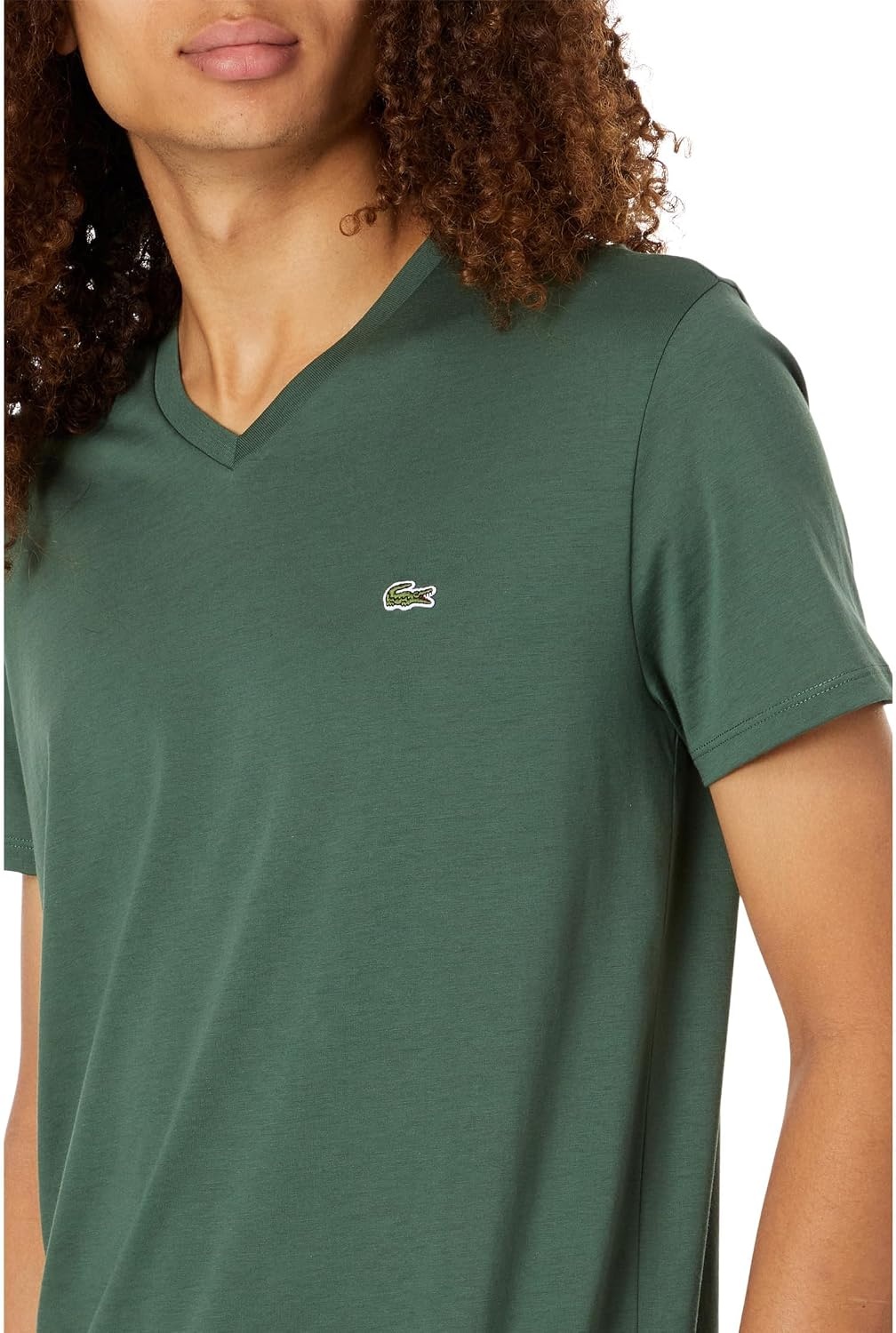 image:imageLacoste Mens Short Sleeve VNeck Pima Cotton Jersey TShirtSequoia