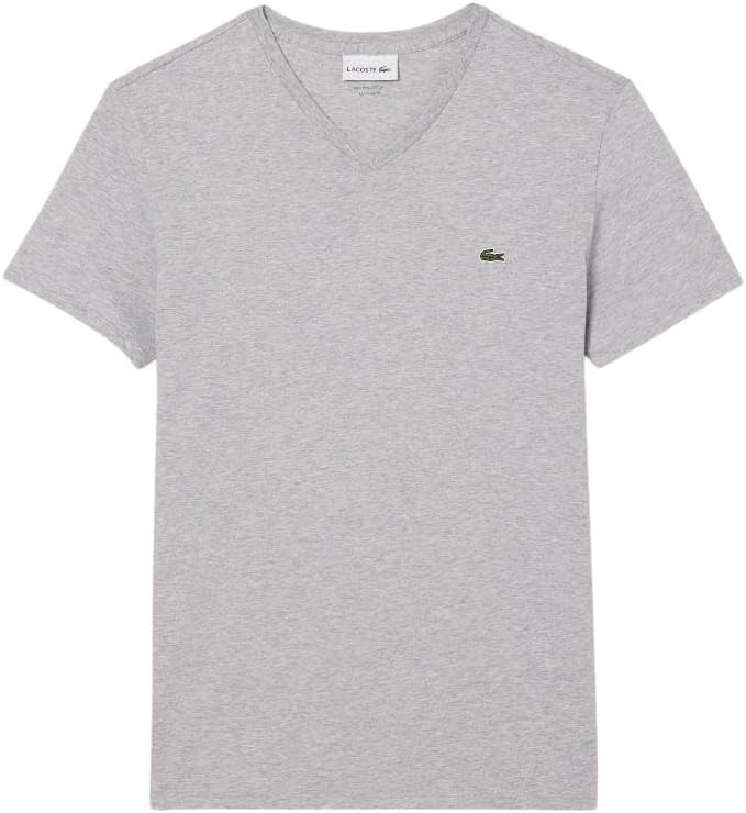 image:imageLacoste Mens Short Sleeve VNeck Pima Cotton Jersey TShirtSilver Heathered