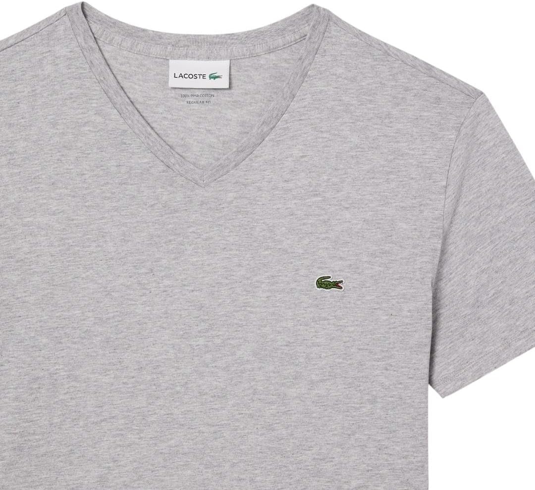 image:imageLacoste Mens Short Sleeve VNeck Pima Cotton Jersey TShirtSilver Heathered
