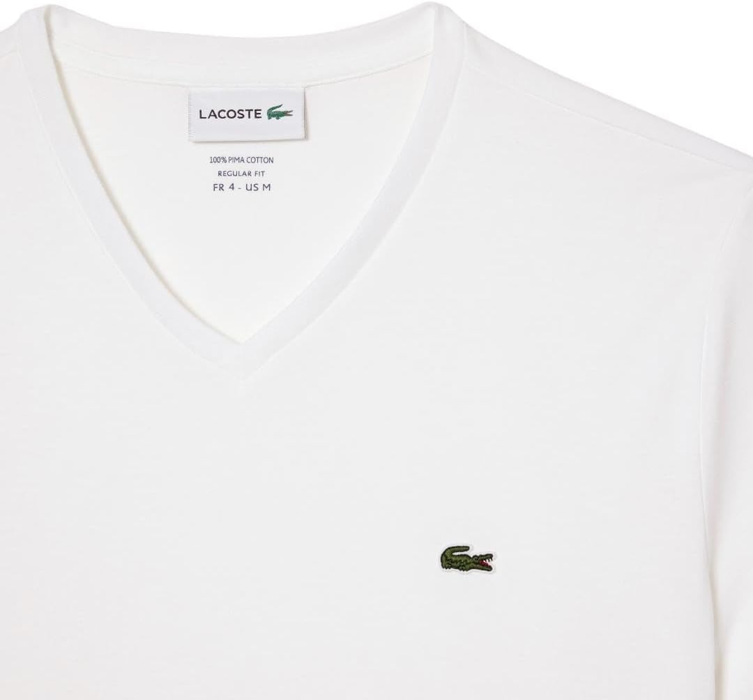 image:imageLacoste Mens Short Sleeve VNeck Pima Cotton Jersey TShirtWhite