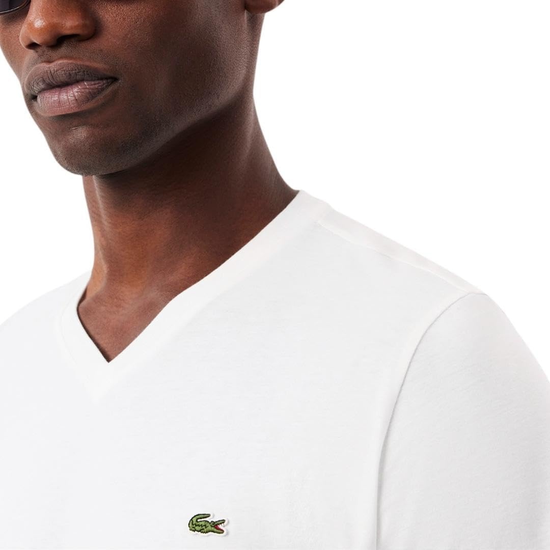 image:imageLacoste Mens Short Sleeve VNeck Pima Cotton Jersey TShirtWhite
