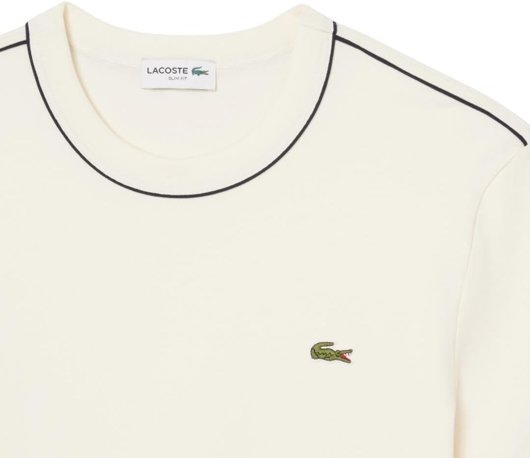 image:imageLacoste Mens Slim Fit Cotton Interlock TShirtOffWhite