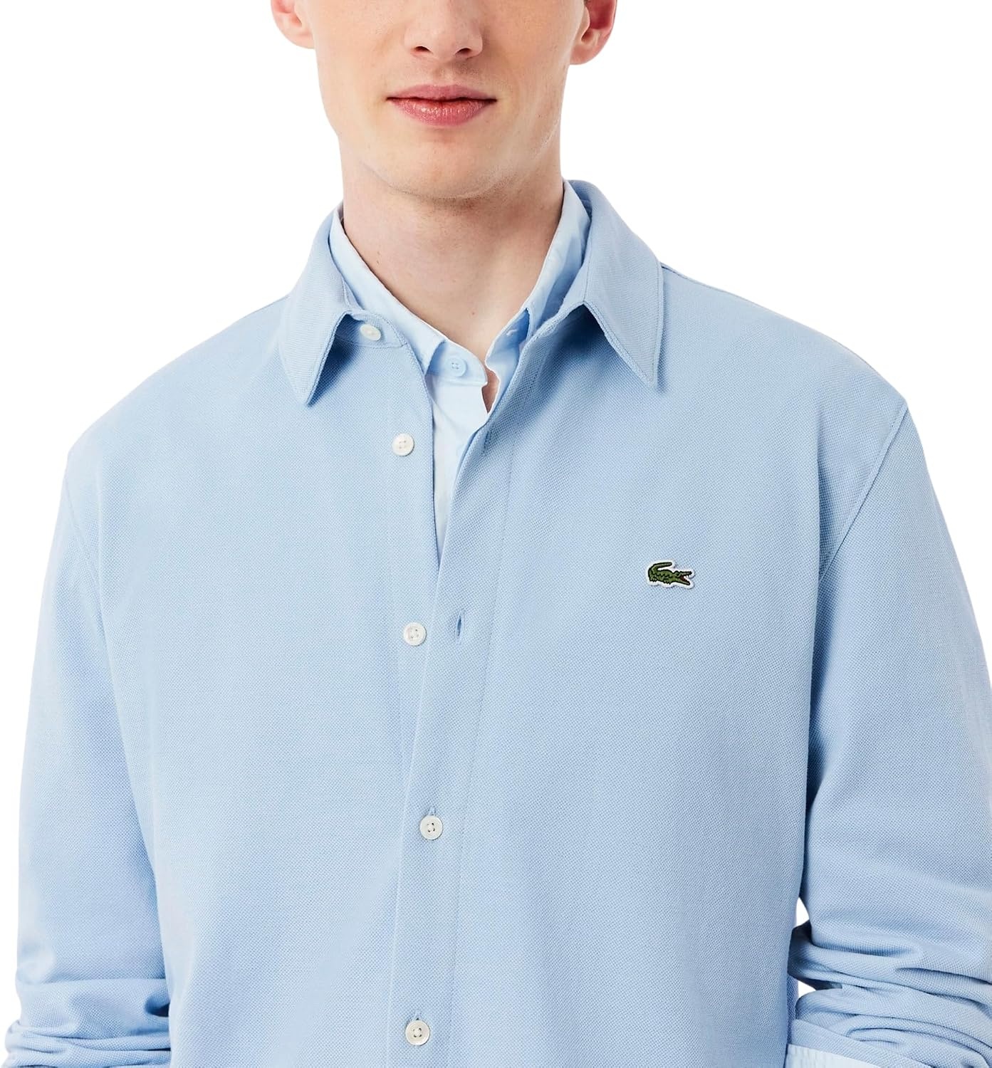 image:imageLacoste Mens Slim Fit Cotton Piqu ShirtChambray