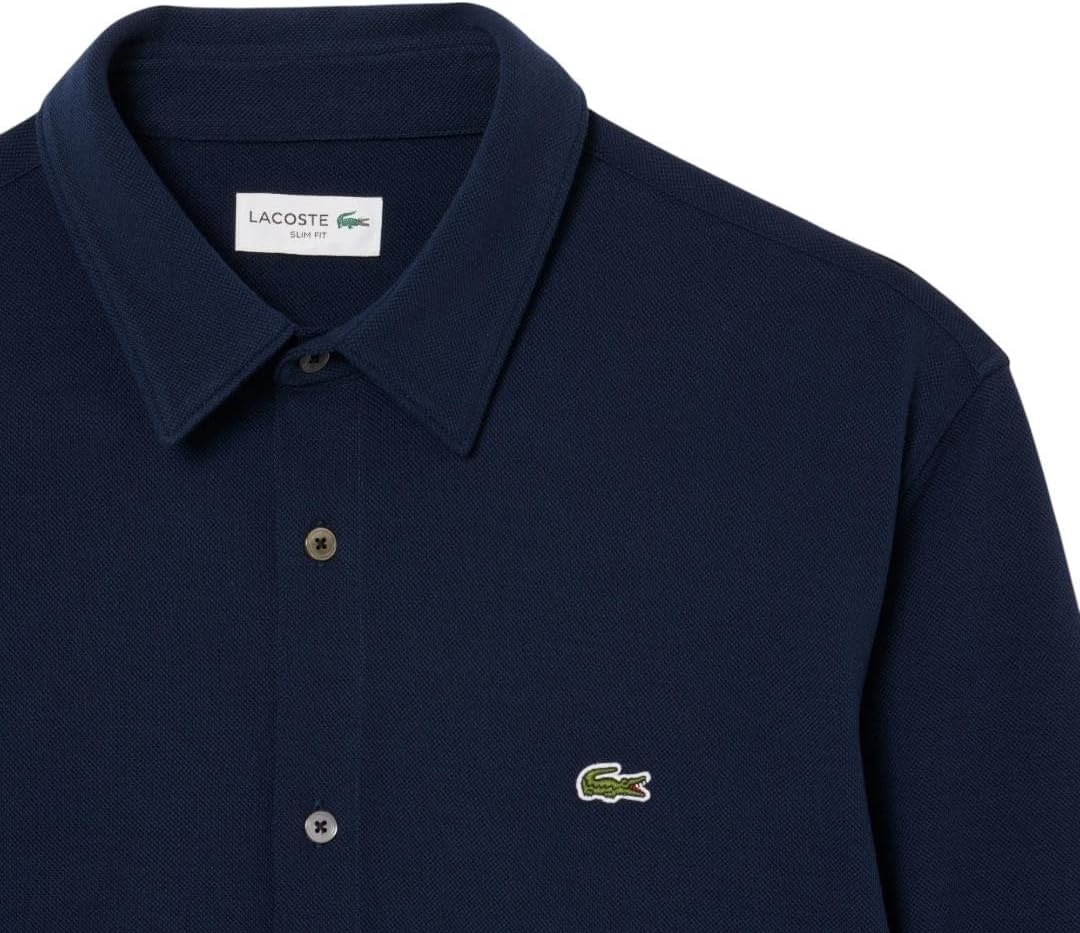 image:imageLacoste Mens Slim Fit Cotton Piqu ShirtNavy Blue