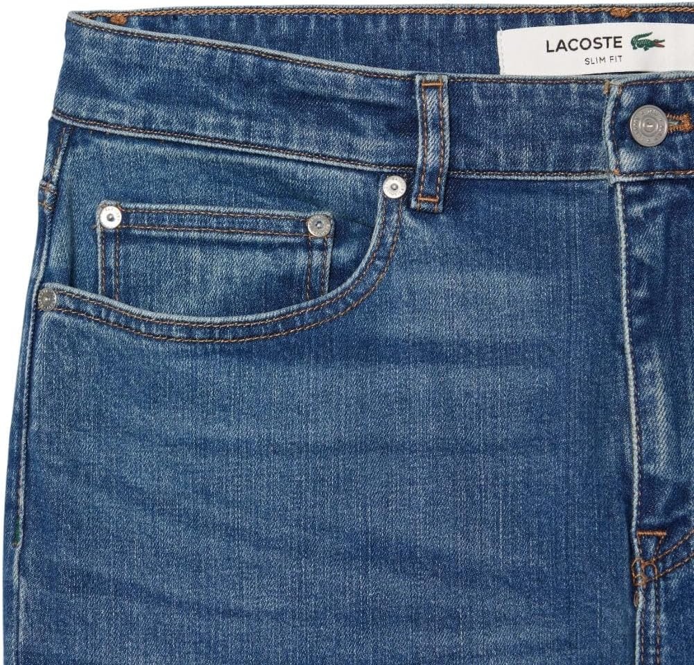 image:imageLacoste Mens Slim Fit Stretch Cotton Denim JeansWashed Deep Medium