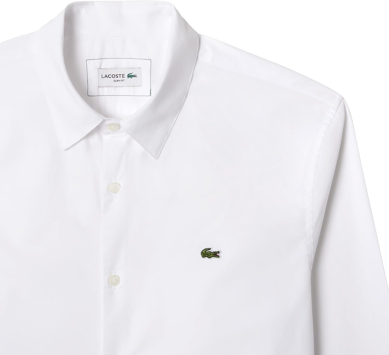 image:imageLacoste Mens Slim Fit Stretch Cotton Poplin ShirtBlanc