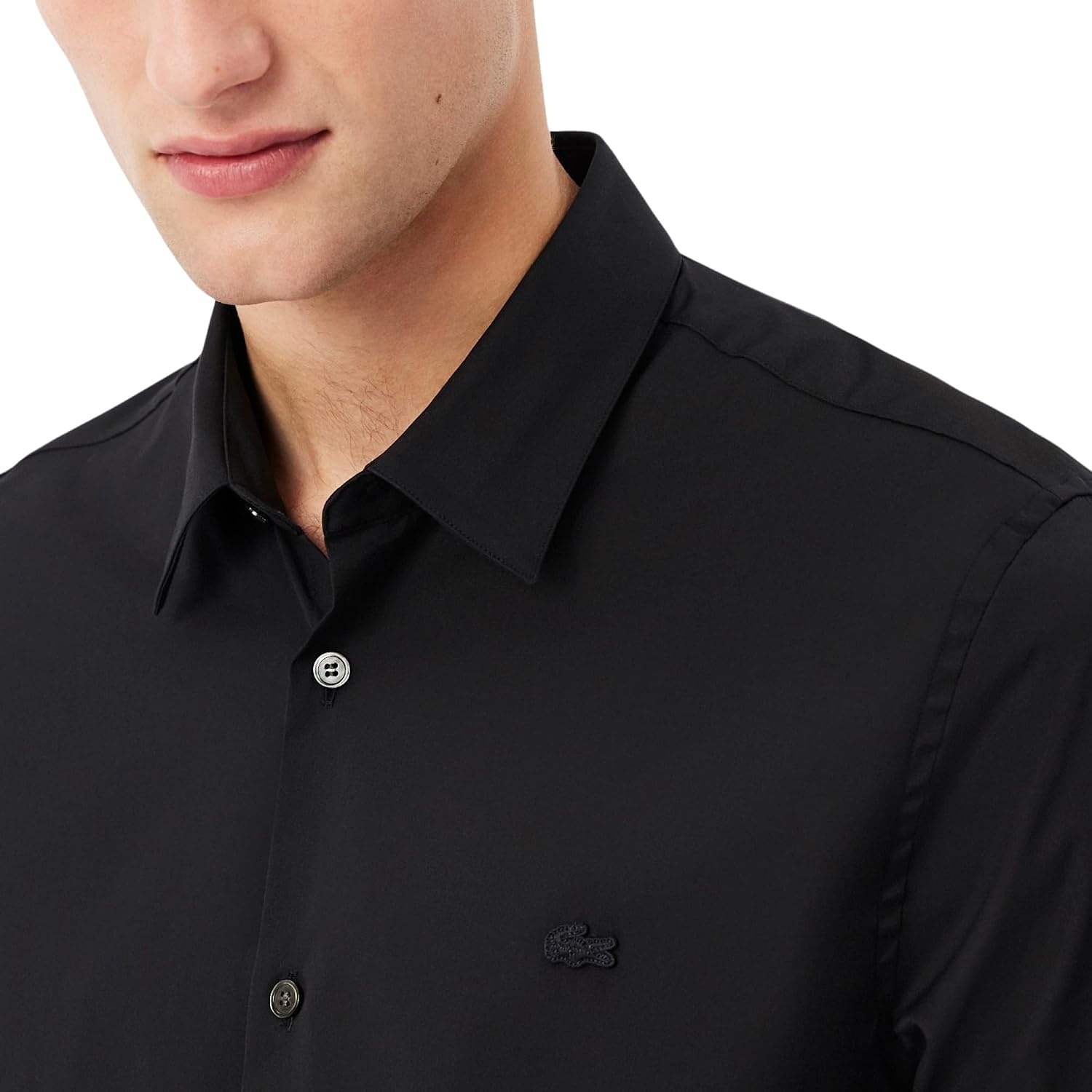 image:imageLacoste Mens Slim Fit Stretch Poplin ShirtBlack