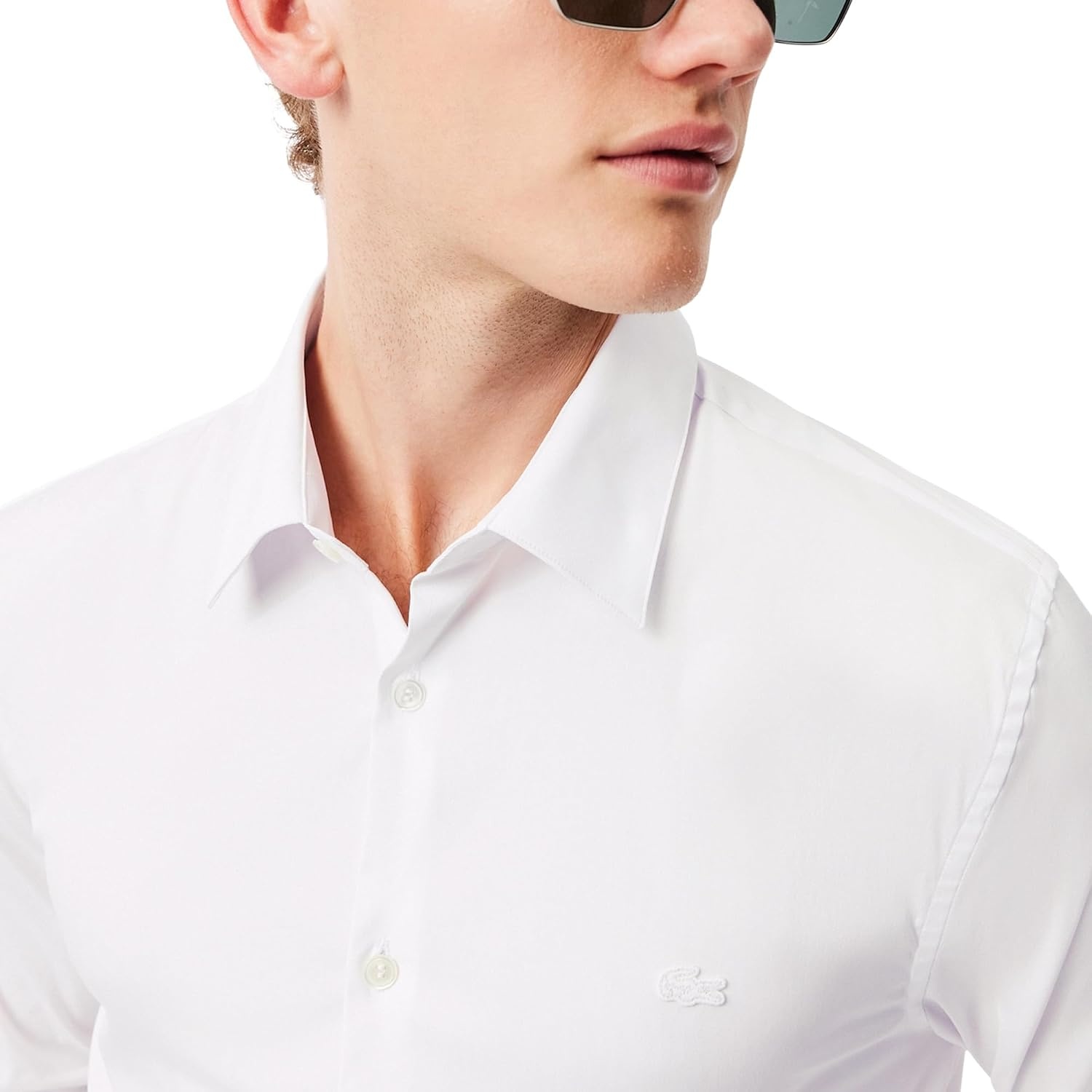 image:imageLacoste Mens Slim Fit Stretch Poplin ShirtWhite