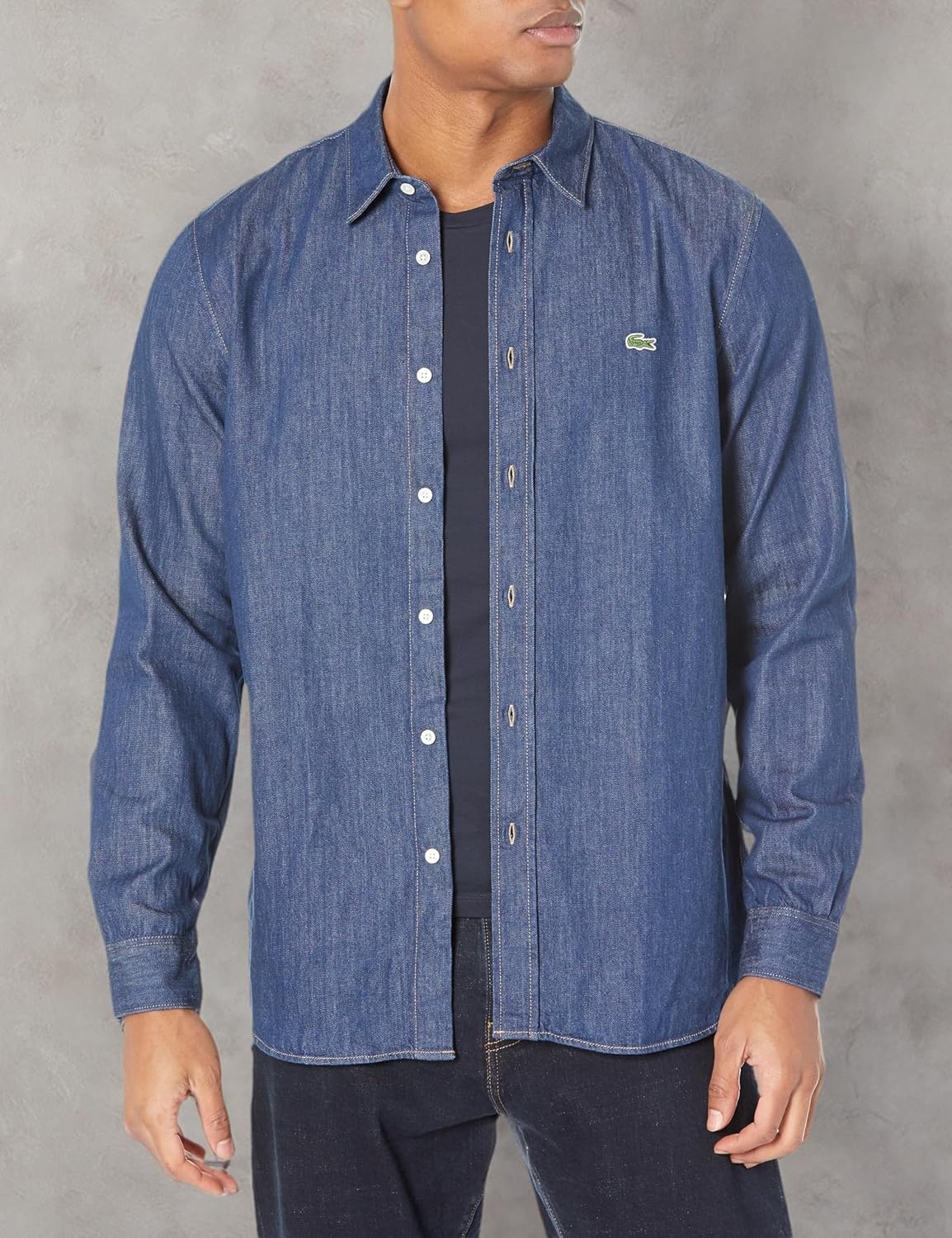 image:imageLacoste Mens Solid Denim Woven ShirtRinse