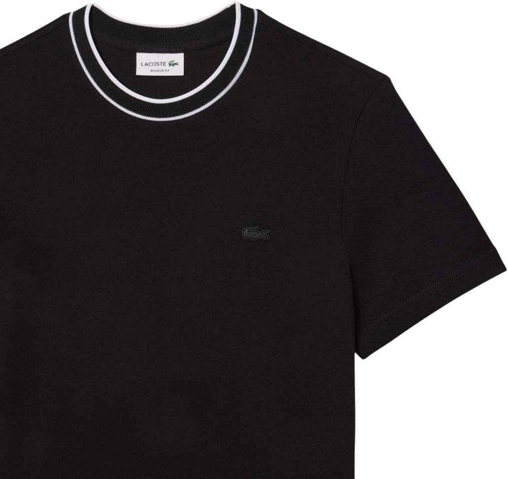 image:imageLacoste Mens Stretch Piqu Stripe Collar TShirtBlack Striped Collar