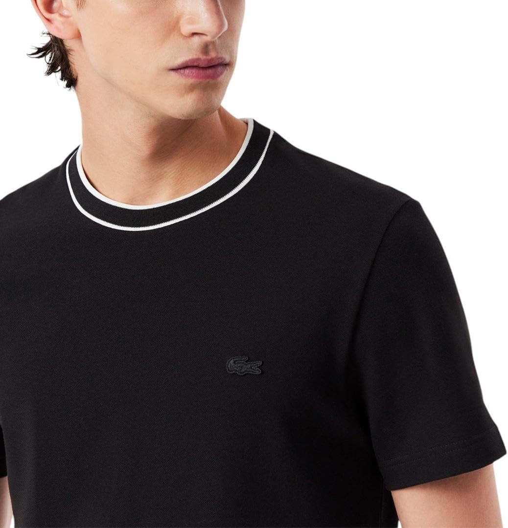 image:imageLacoste Mens Stretch Piqu Stripe Collar TShirtBlack Striped Collar