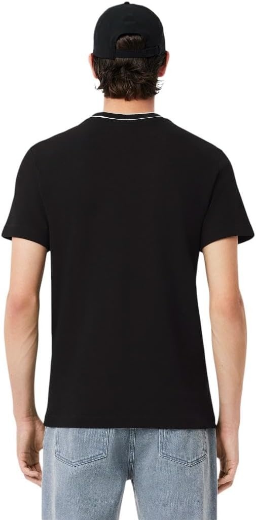 image:imageLacoste Mens Stretch Piqu Stripe Collar TShirtBlack Striped Collar