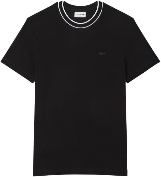 image:imageLacoste Mens Stretch Piqu Stripe Collar TShirtBlack Striped Collar