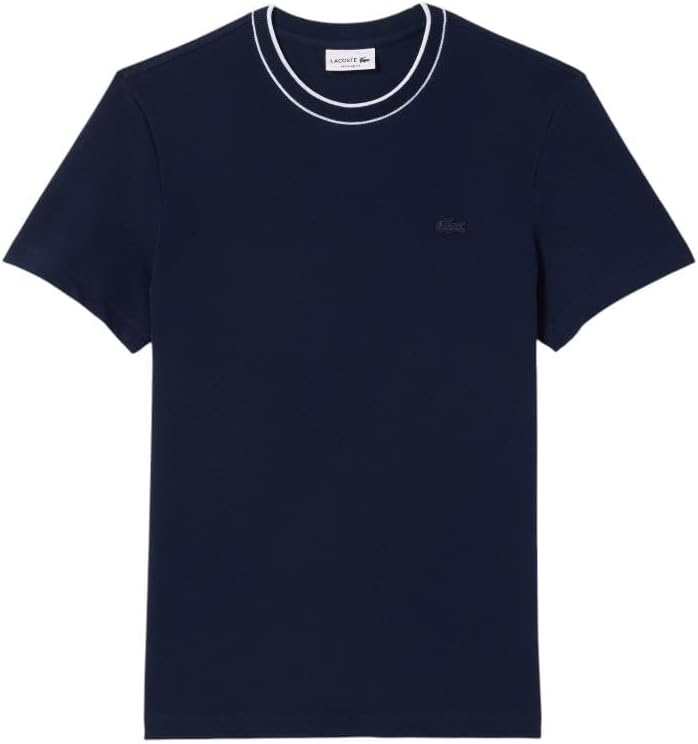image:imageLacoste Mens Stretch Piqu Stripe Collar TShirtNavy Blue