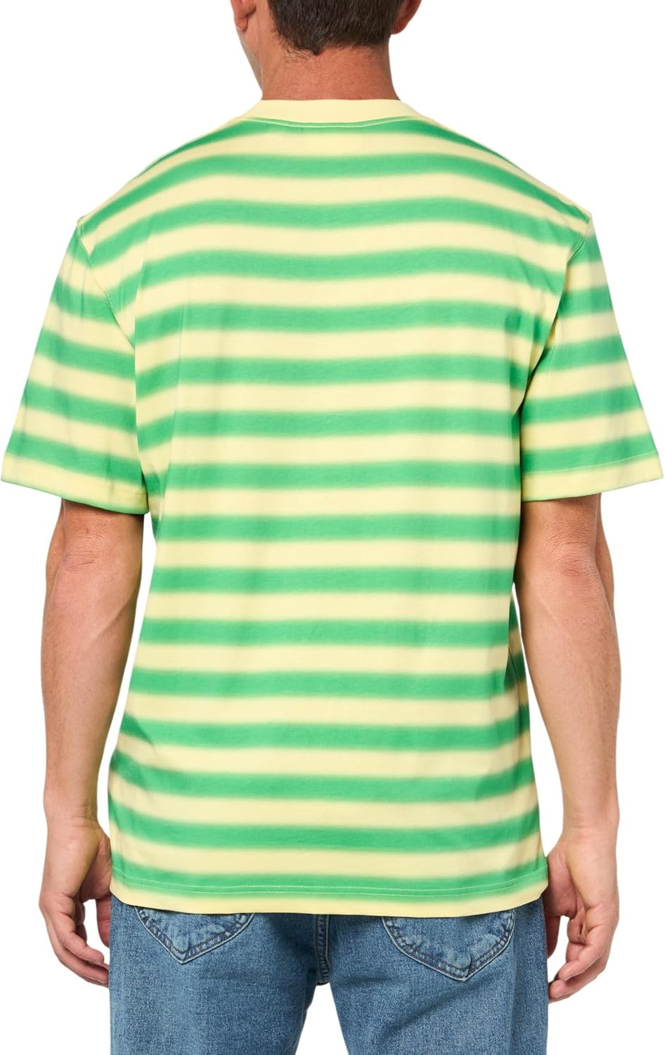 image:imageLacoste Mens Stripe Print Jersey TShirtGreenYellow