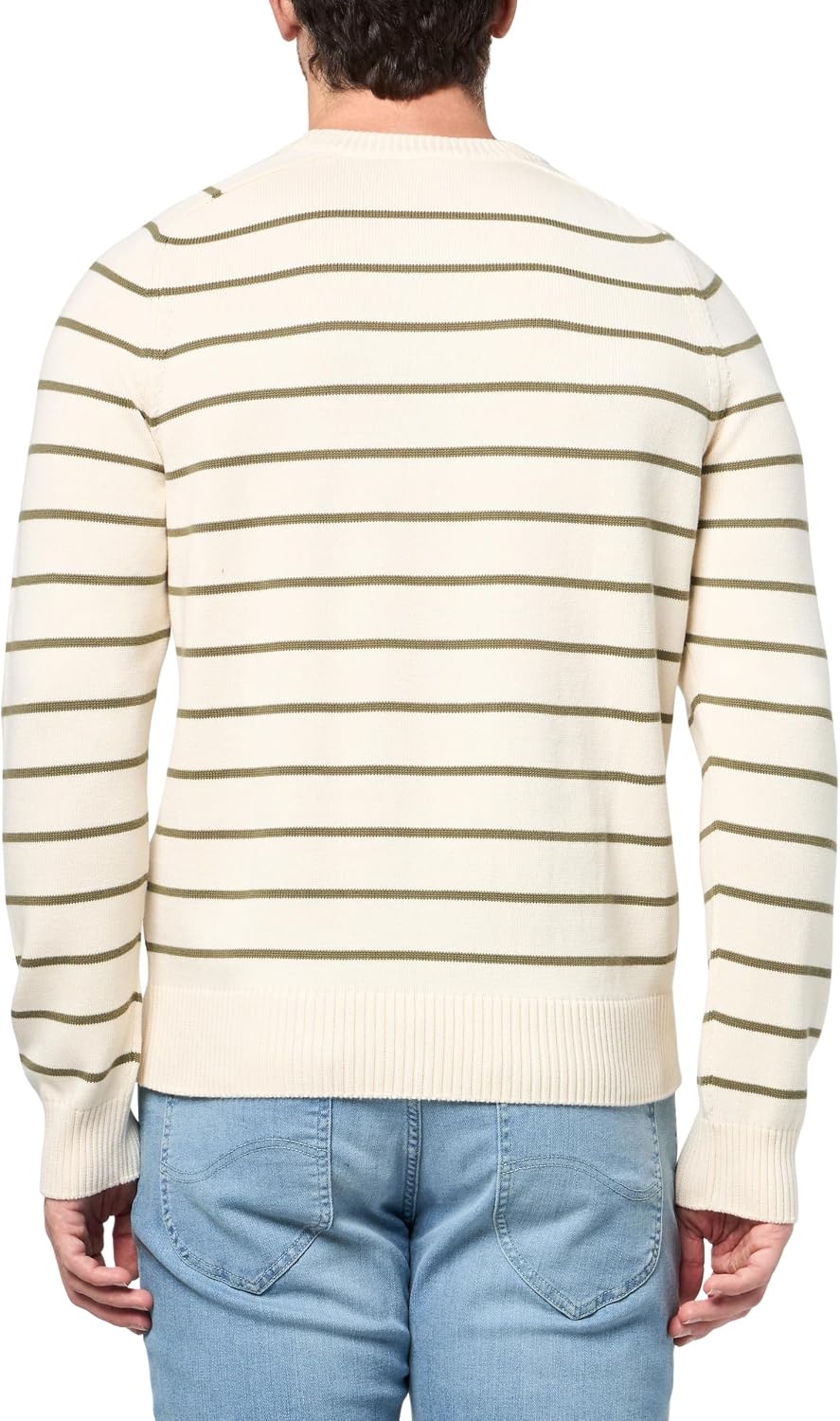 image:imageLacoste Mens Striped 3D Knit Cotton Crew Neck SweaterLaplandOlive